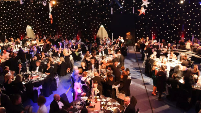 Stadium set up for a dinner