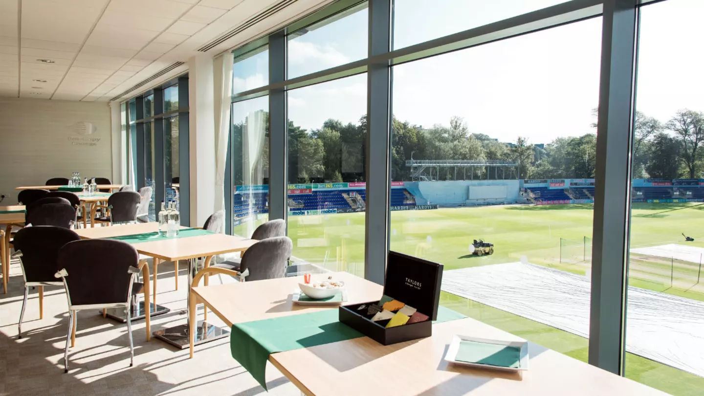 Room set up over looking cricket field