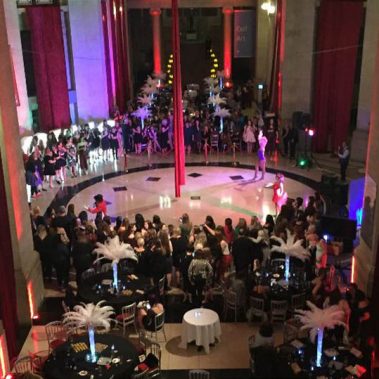 View from the balcony of an evening event in the museum