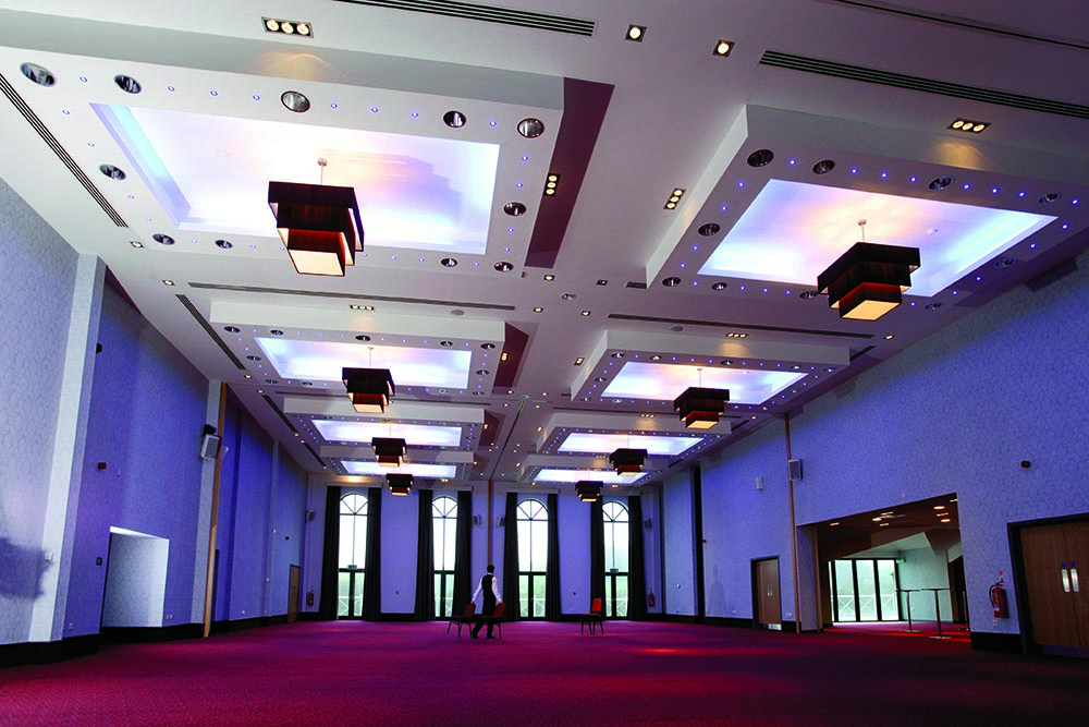A large ballroom-type space at the Vale Hotel