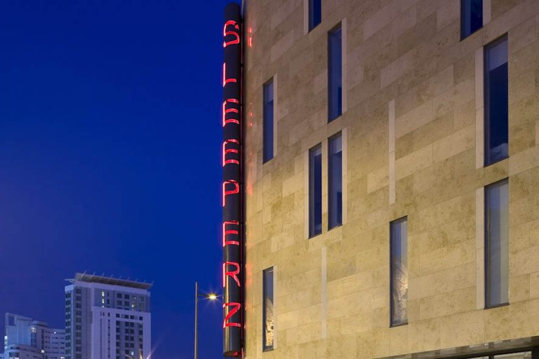 Exterior of Sleeperz Hotel Cardiff