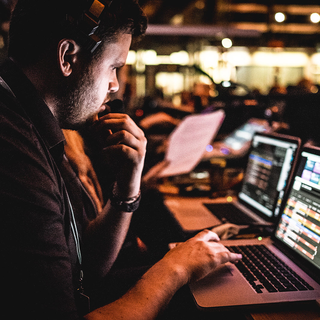 Audio Visual team at tech desk