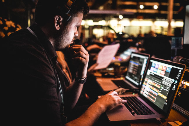Audio Visual team at tech desk